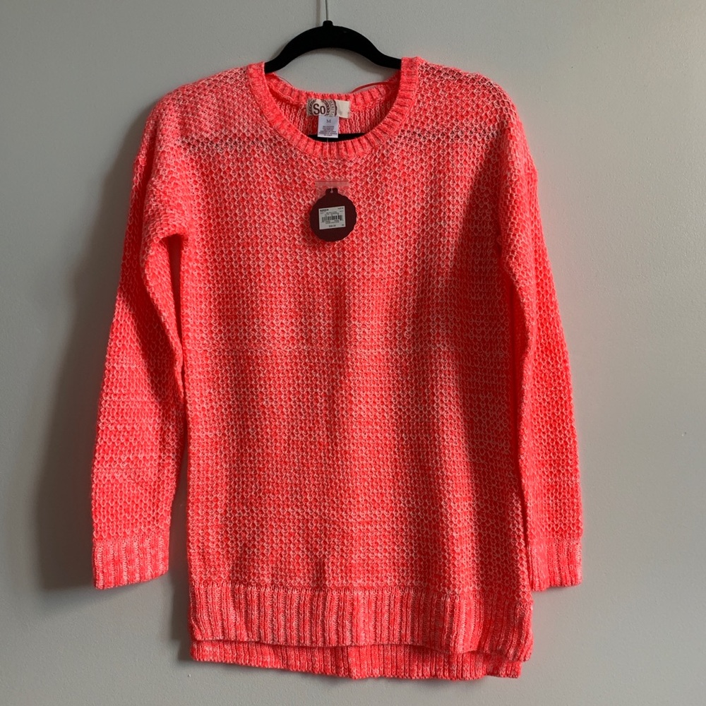SO Orange/Salmon and White Sweater